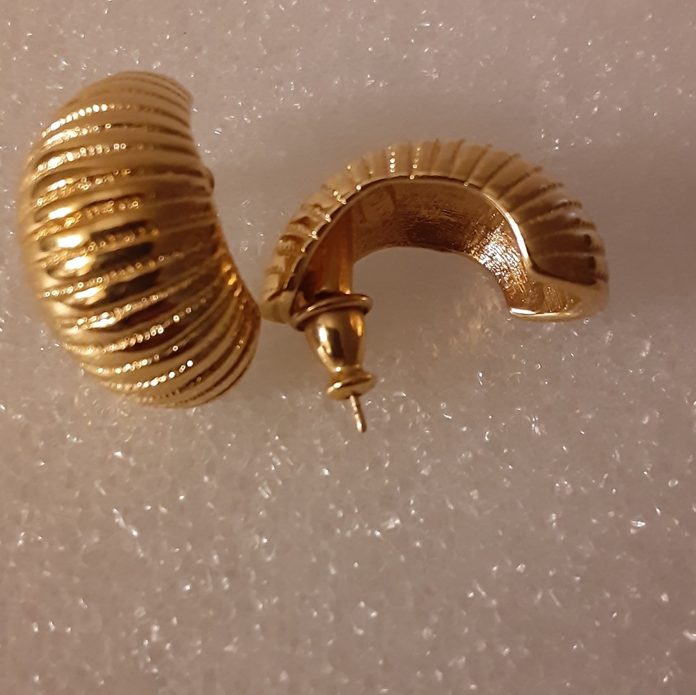 Monet Gold Tone Pierced Earrings - Picture 2 of 2